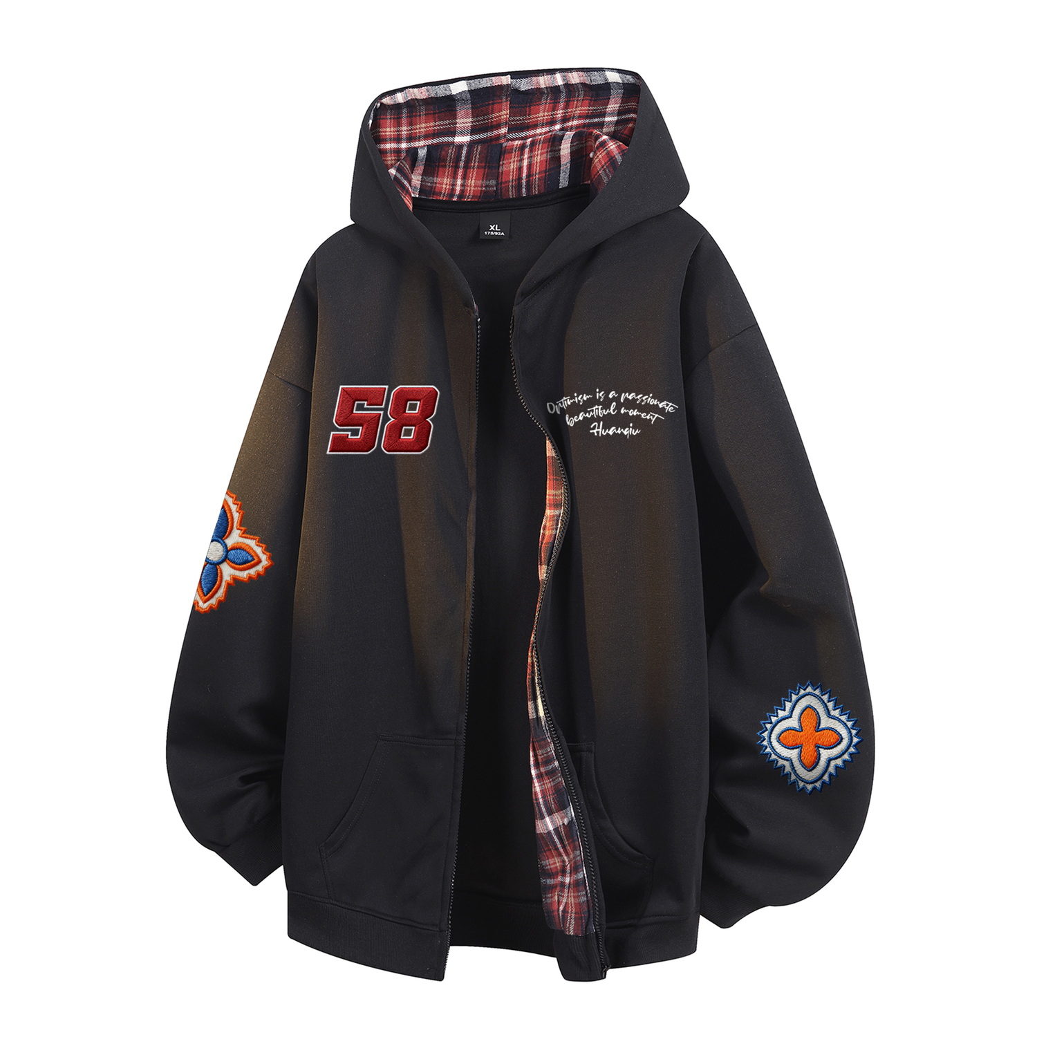 

Толстовка Unisex Hooded Moderate Cardigan HUANQIU, черный & красный