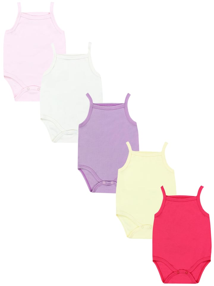 

TupTam Детский боди для девочек на тонких бретельках, летний комплект из 5 штук, желто-фиолетовый цвет