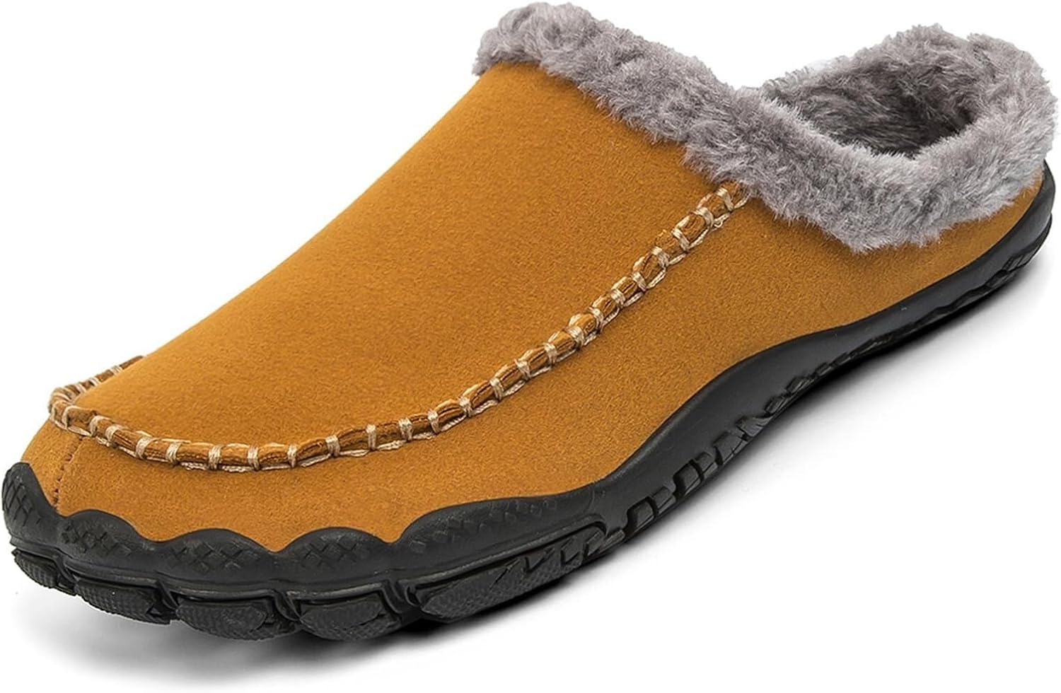 

Мужские зимние теплые шлепанцы-тапочки, с легким процессом надевания, противоскользящие, уютные, пушистые домашние тапочки, широкие, для носки дома и на улице Generic, желтый