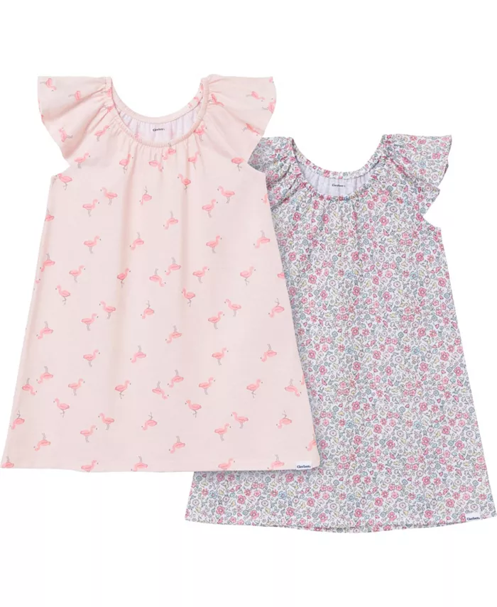 

Детская ночная сорочка с коротким рукавом, 2 шт., Flamingoes, размер 5T Gerber, розовый