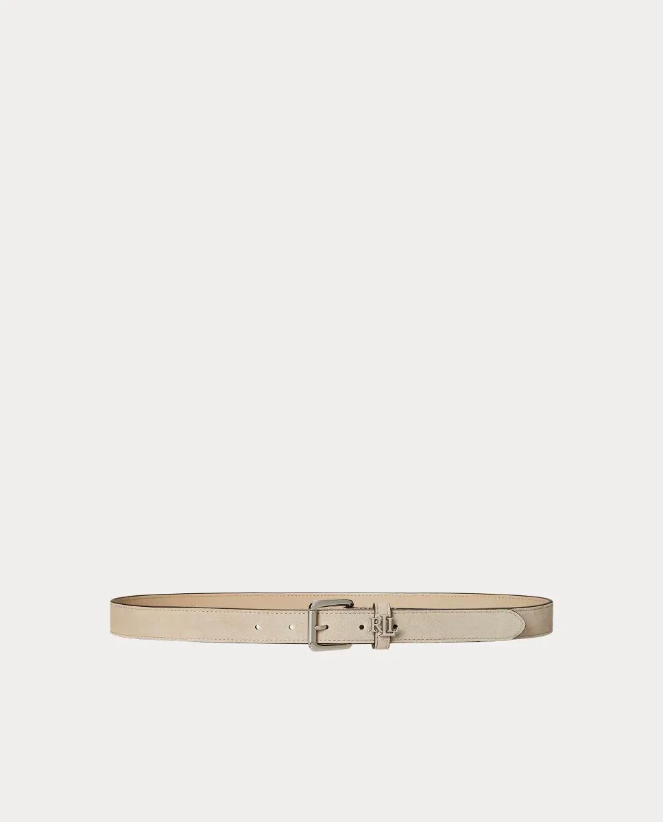 

Женский кожаный ремень с серебряной пряжкой Lauren Ralph Lauren, естественный