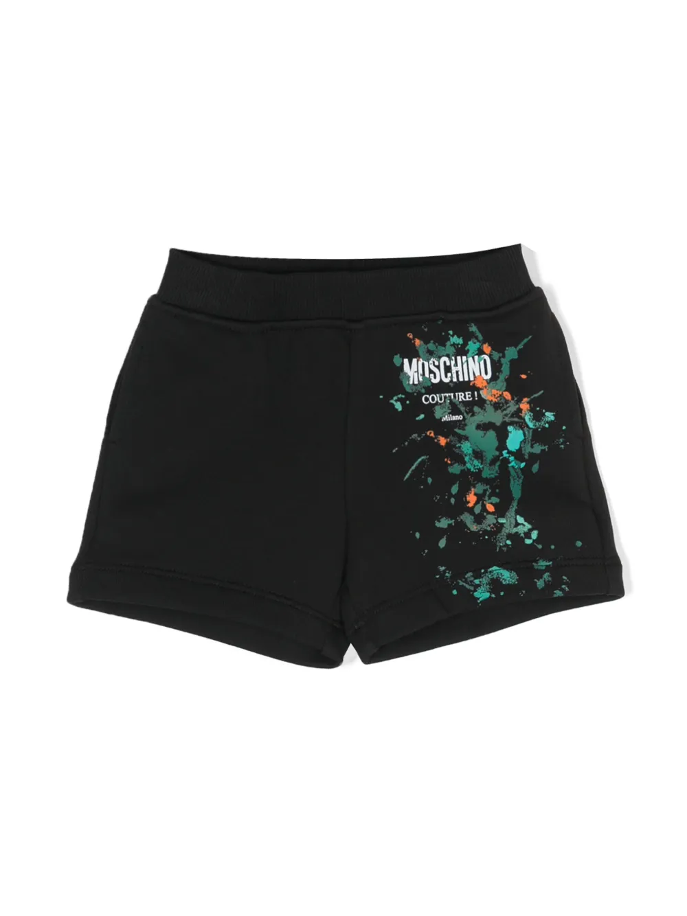 

Шорты с эффектом разбрызганной краски Moschino Kids, черный
