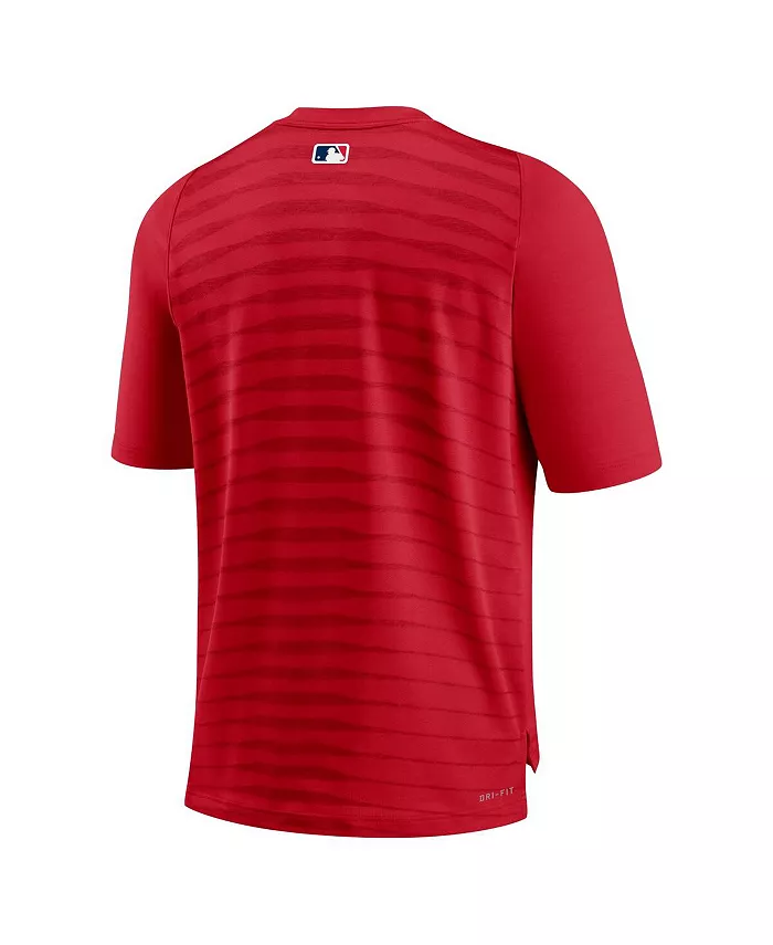 Мужская футболка Los Angeles Authentic Collection Pregame Raglan Performance с V-образным вырезом, красная Nike — фото 4