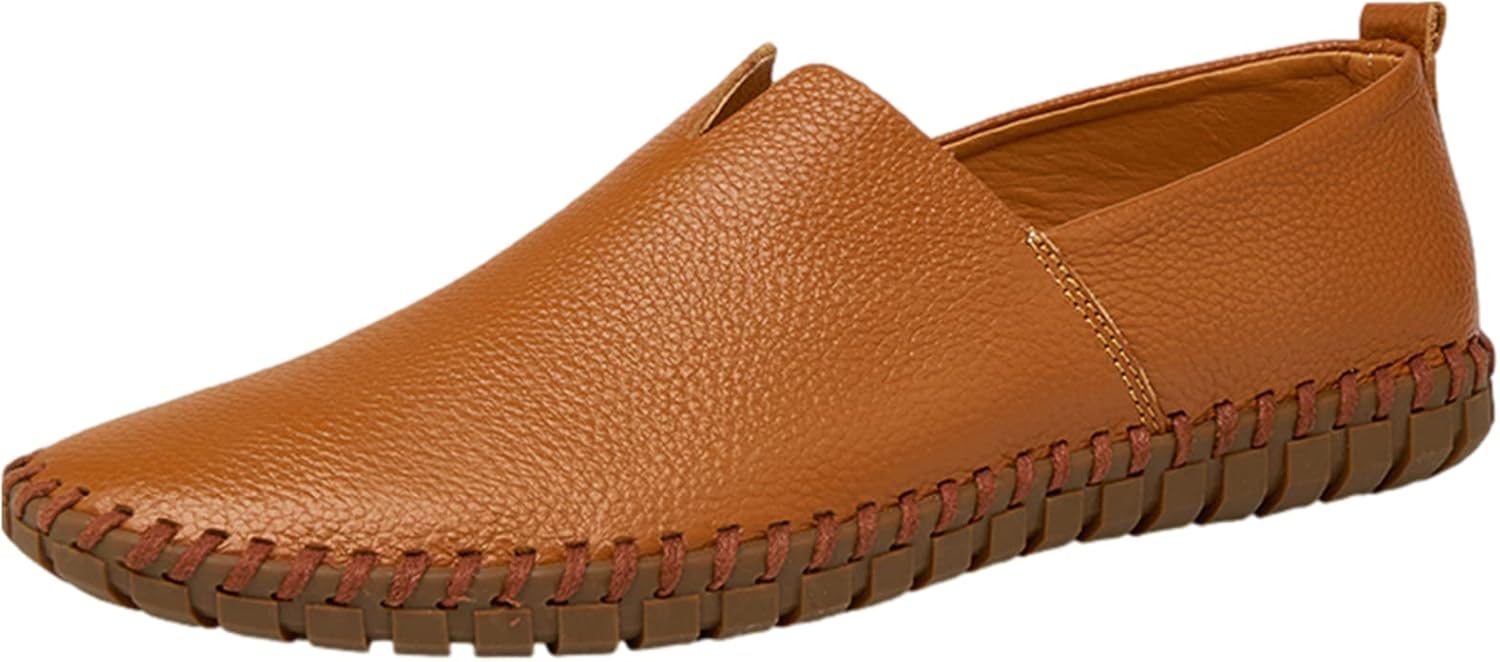 

Мужские лоферы из натуральной кожи, мягкая подошва ручной работы, летние слипоны с вырезами для повседневной и автомобильной езды Jamron, коричневый
