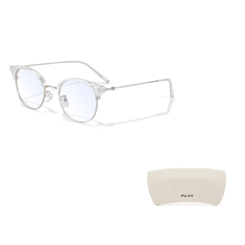 

PULAIS Овальная оправа для очков из сплава и пластика, 01183-C4 Dewy Transparent White