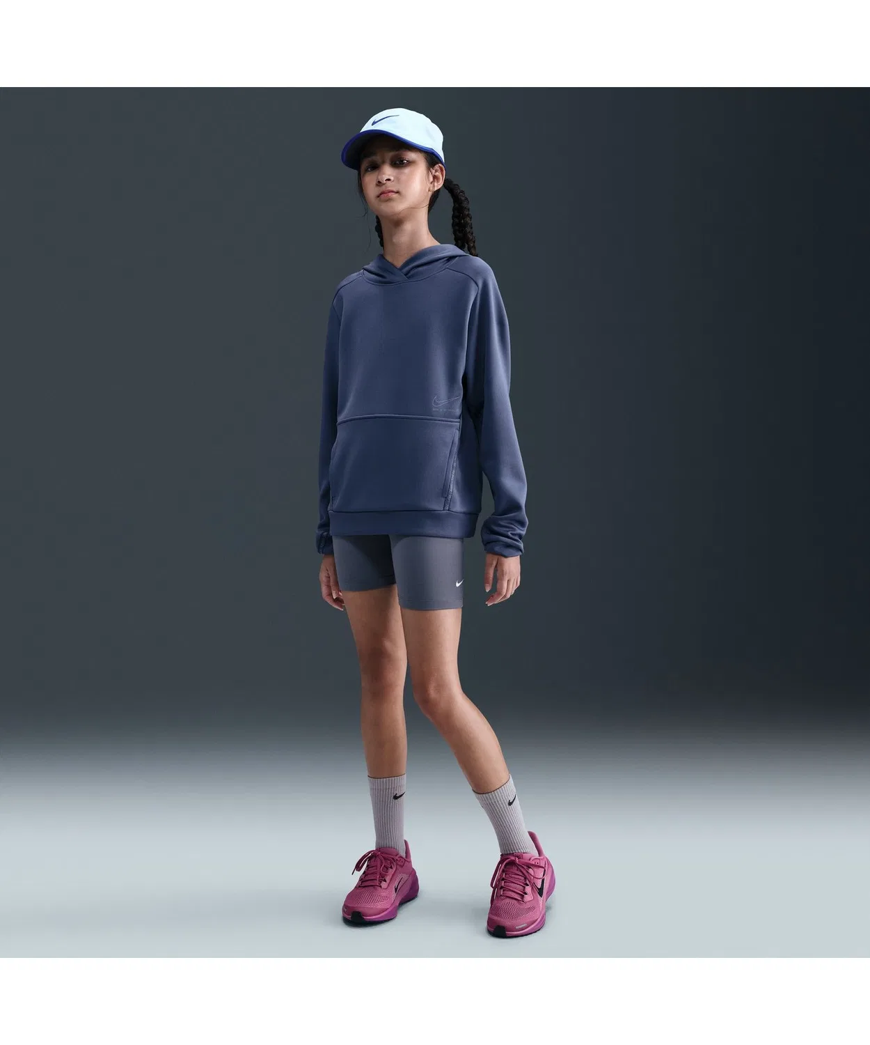Тренировочная худи Nike YTH DF с капюшоном, полиэстер, сине-серый — фото 2