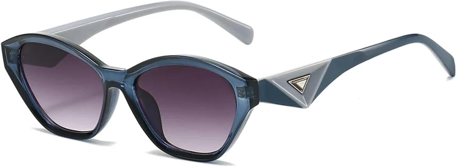 

Роскошные маленькие женские солнцезащитные очки «кошачий глаз», модные градиентные линзы, треугольные линзы для активного отдыха, мужские очки для вечеринок, защита от УФ-излучения UV400 TKKTLLT, Blue Grey