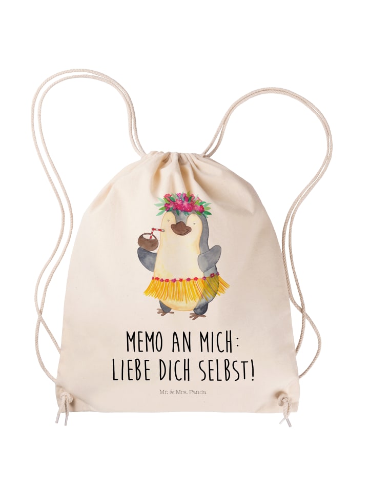 

Сумка-шоппер с изображением пингвина и кокоса, с надписью на кремовом фоне Mr. & Mrs. Panda