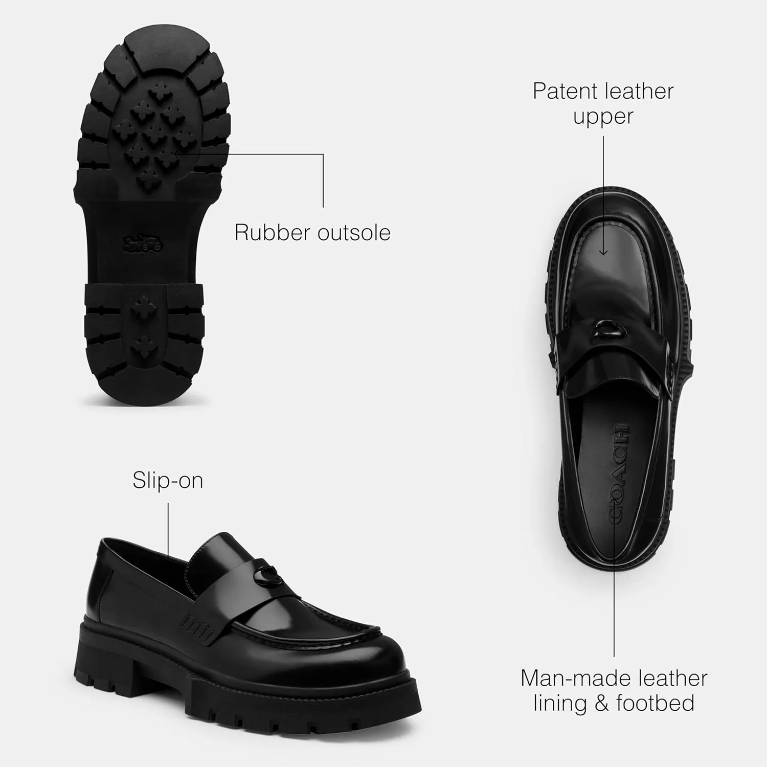 Лоферы Coach Platform Loafer, Black — фото 3