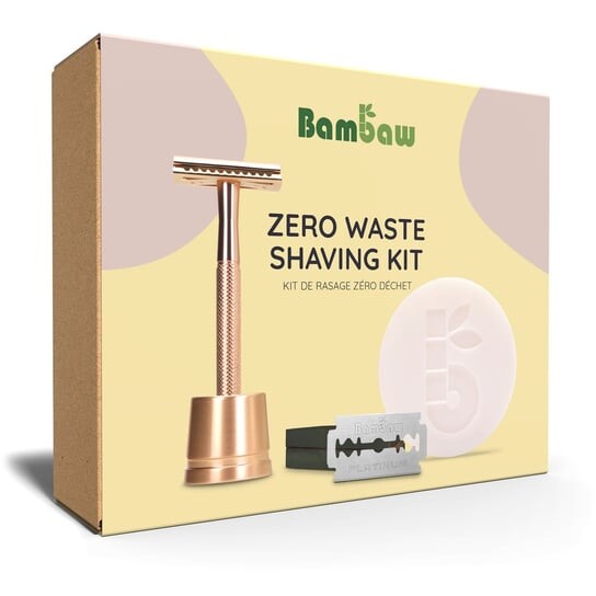 

Набор для бритья, Zero Waste, издание из розового золота, 4 предмета. Bambaw