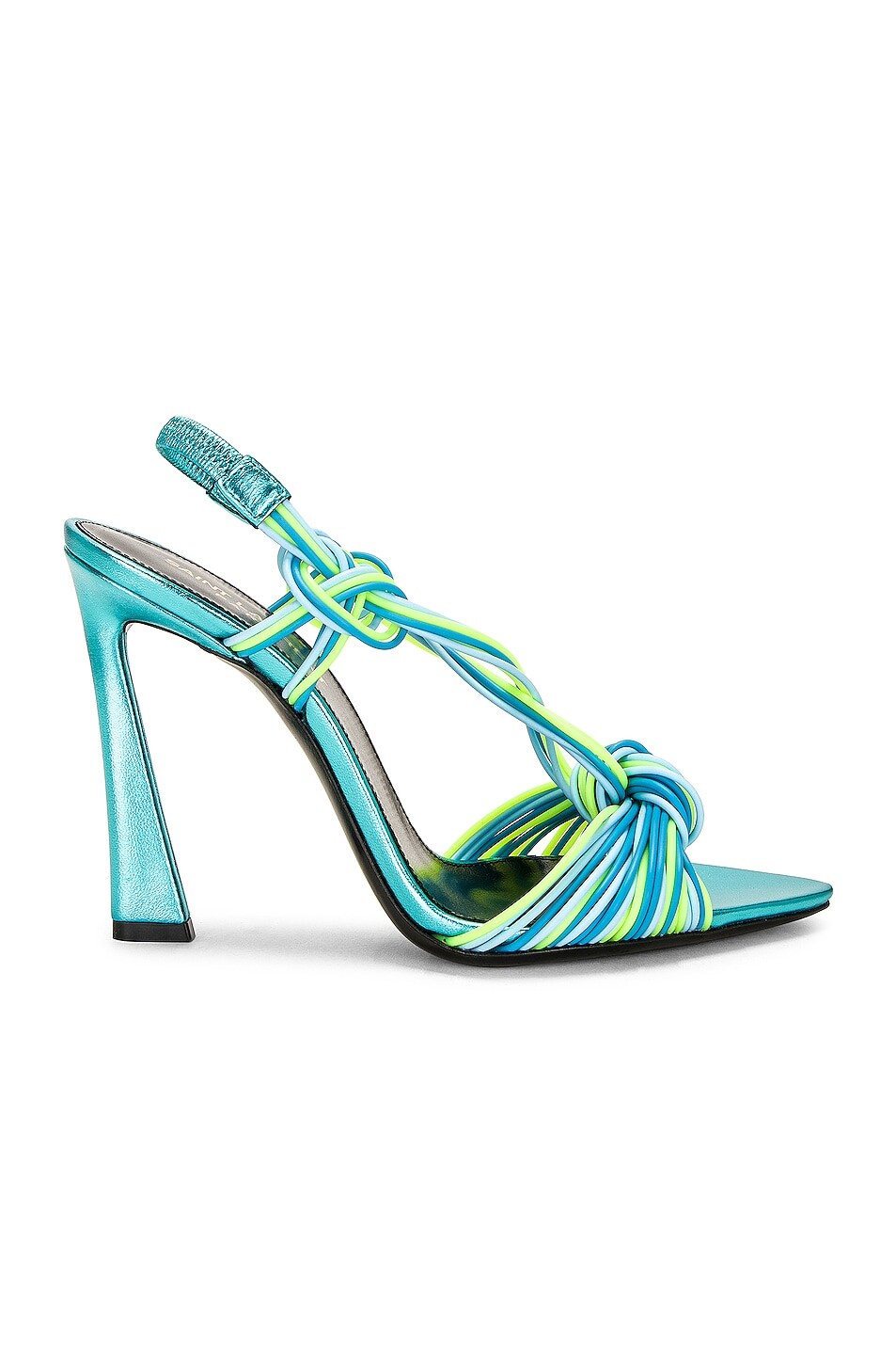 Сандалии с ремешками Saint Laurent, цвет Cerulean & Giallo Fluo