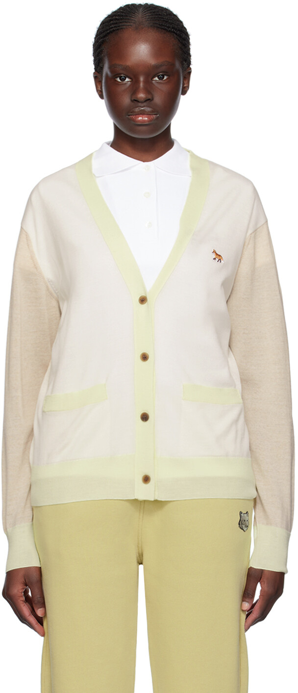 

Разноцветный кардиган Baby Fox Maison Kitsune, цвет Ecru
