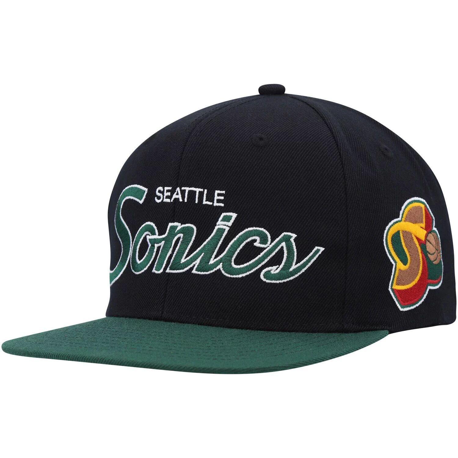 

Мужская кепка Snapback Mitchell & Ness Black Seattle SuperSonics Hardwood Classics MVP Team Script 2.0