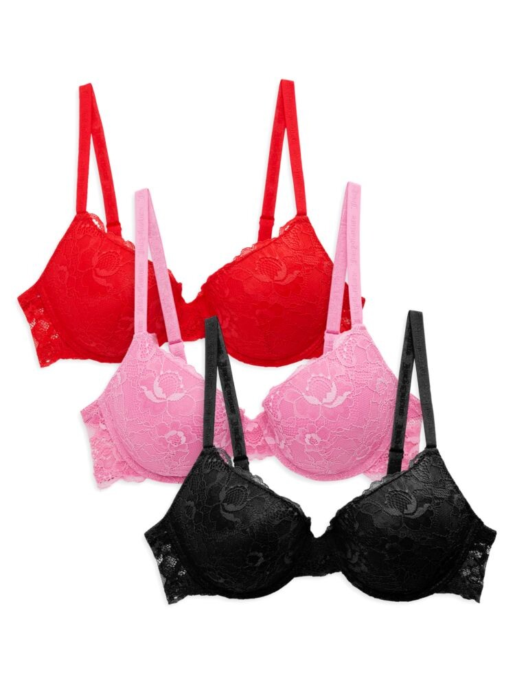 

Комплект из 3 кружевных бюстгальтеров Juicy Couture, цвет Black Red Blush