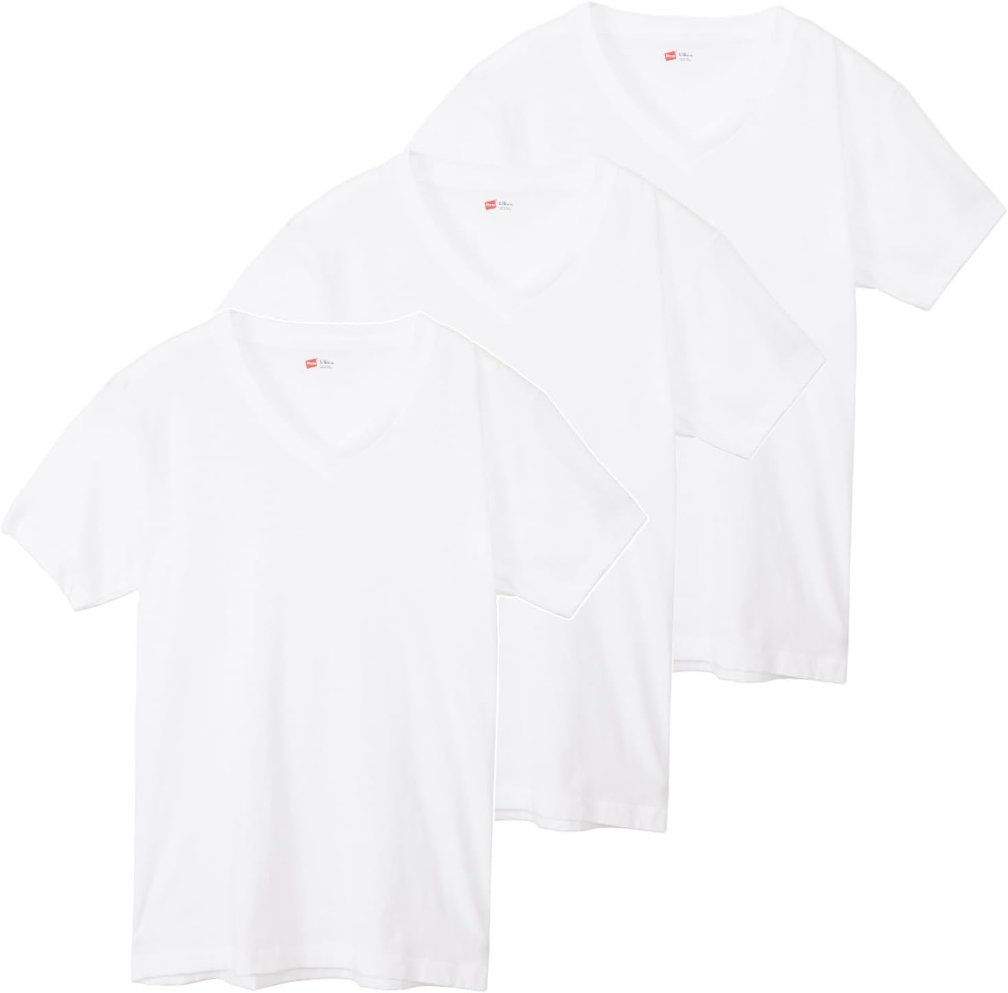 

Мужские футболки Hanes с коротким рукавом (3 шт.), круглый вырез, V-образный вырез, синий цвет, HM2125G