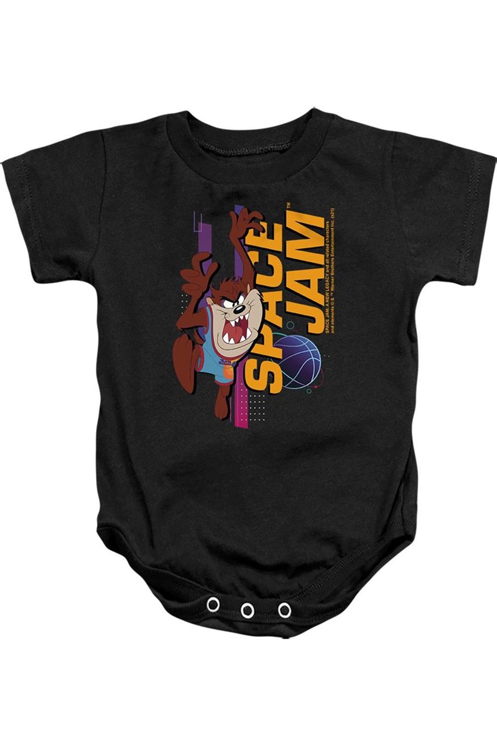 

Детский комбинезон на кнопках "Таз, стоящий в космосе 2: Космический джем" Gildan, черный