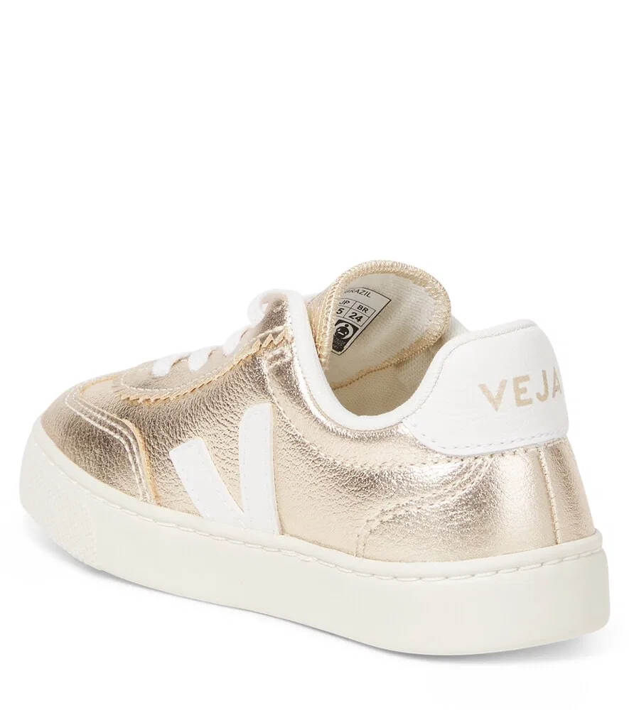 Кроссовки Volley из металлизированной кожи Veja Kids, розовый — фото 3