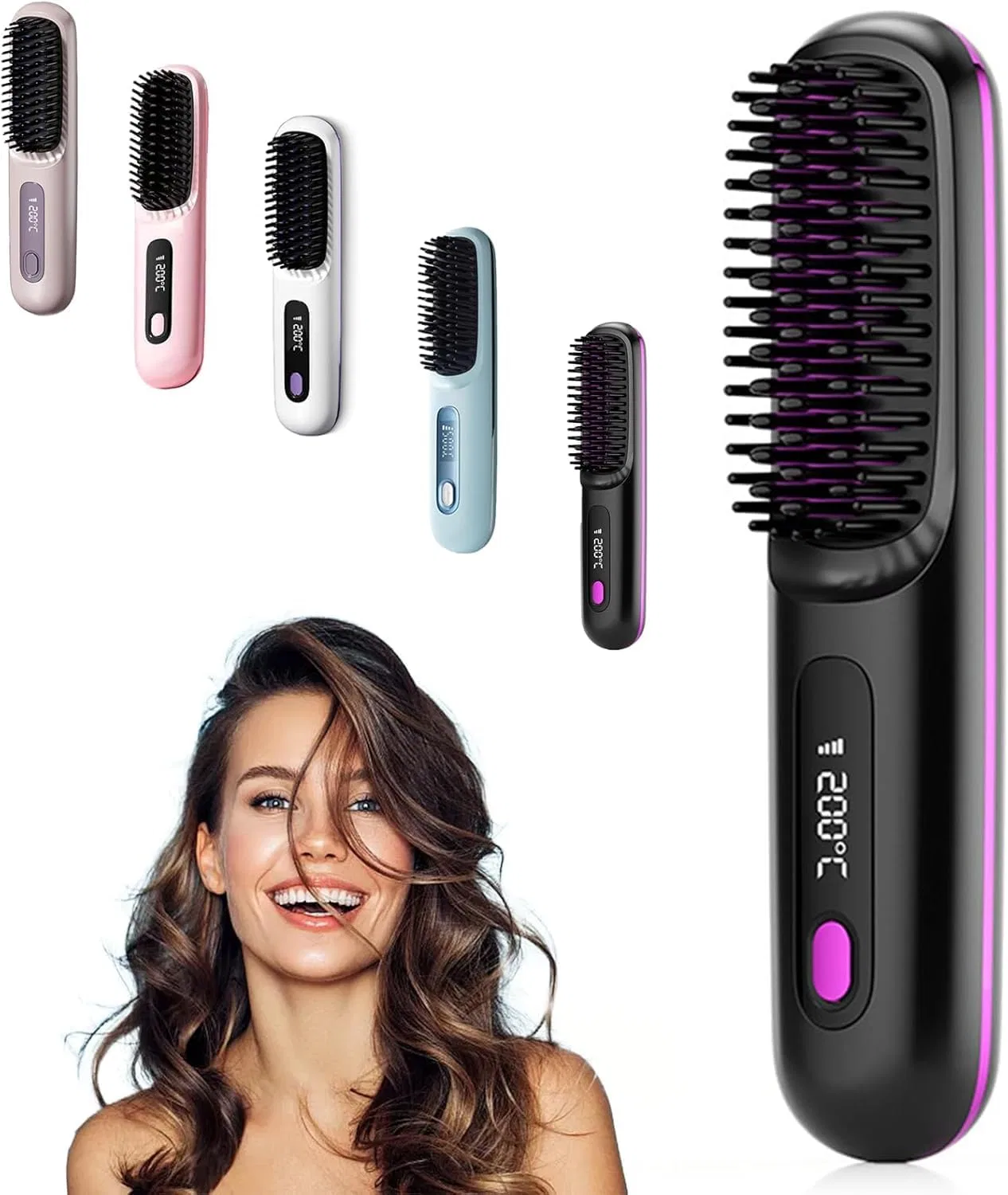 Беспроводная щетка-выпрямитель для волос Go Brush Pro Gahwa, Black
