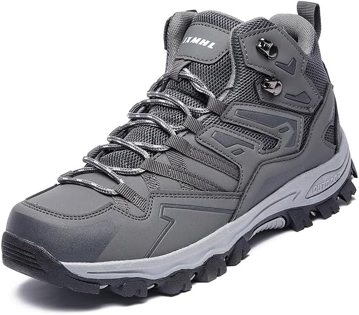

Мужские высокие туристические ботинки водонепроницаемые, для активного отдыха на открытом воздухе, с широкой посадкой, кожаным верхом, противоскользящие кроссовки для походов, зимних прогулок и восхождений в горы Qacksv, серый