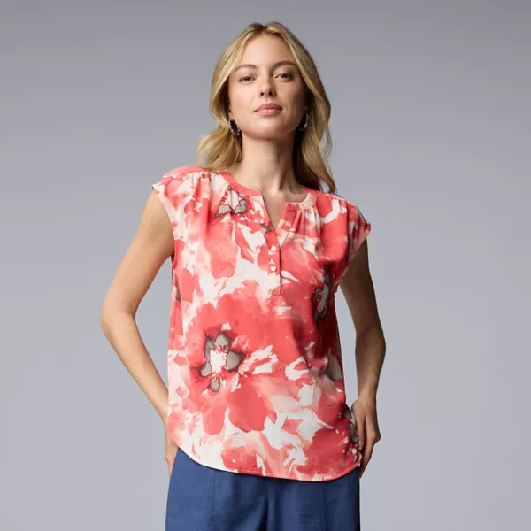 

Женский топ-доска-поповер Simply Vera Vera Wang, цвет coral water blooms