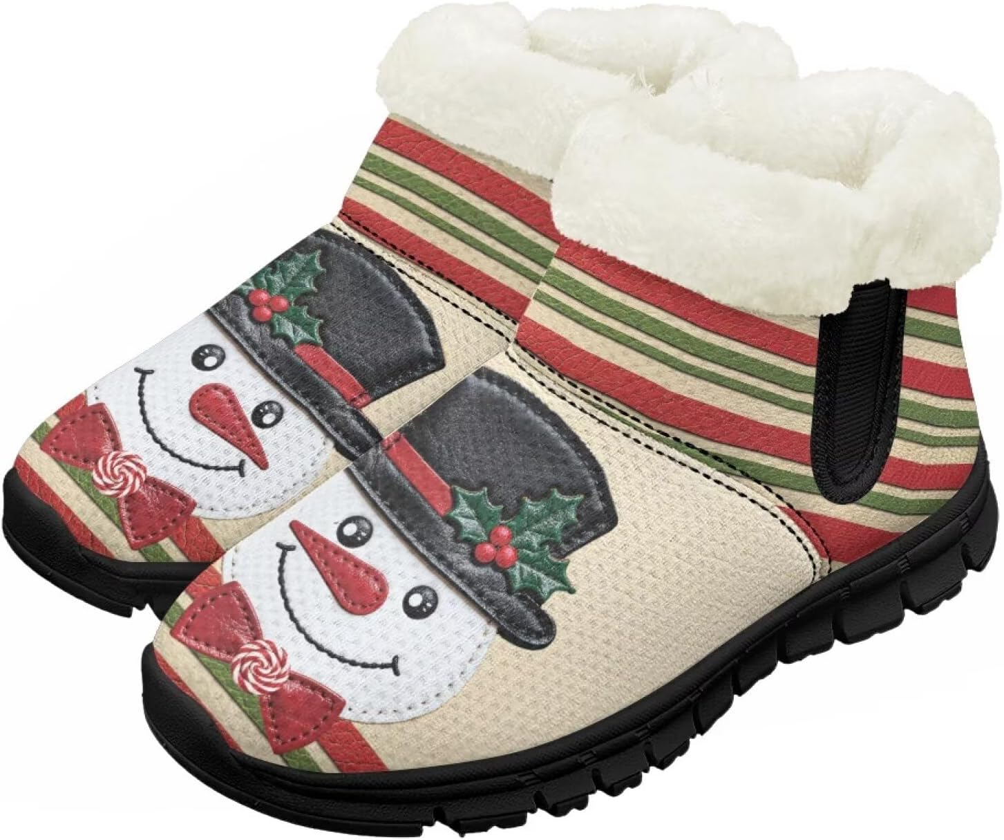 

Детские зимние ботинки Chririnla для девочек и мальчиков, водонепроницаемые, с противоскользящей подошвой, на меховой подкладке, для улицы, зимние кроссовки для маленьких и больших детей, Christmas Snowman