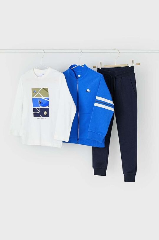 

Детский спортивный комплект - лонгслив, толстовка и брюки. Mayoral, синий