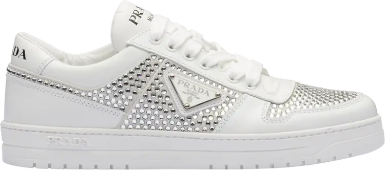 Кроссовки Prada Wmns Leather Sneaker 'Crystals - White', белый