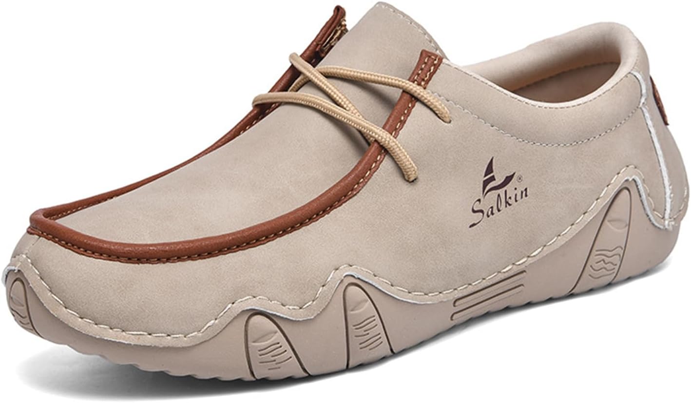 

Мужские повседневные широкие лоферы с удобным круглым носком, без шнурков, из искусственной кожи, мягкие легкие мокасины для дома, улицы, вождения и путешествий Eggdk, хаки