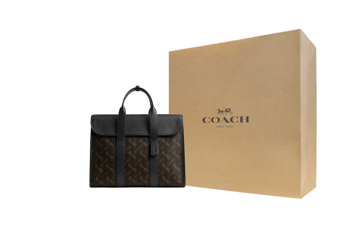 

COACH Gotham Canvas With Leather портфель, большая мужская сумка через плечо черная