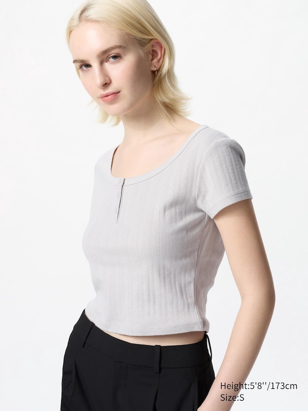 

Футболка с воротником-стойкой «хенли» Uniqlo, серый