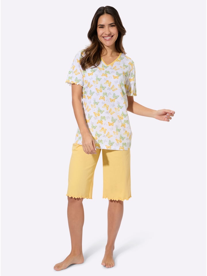 

Sieh an! Короткие шорты с бело-желтым принтом