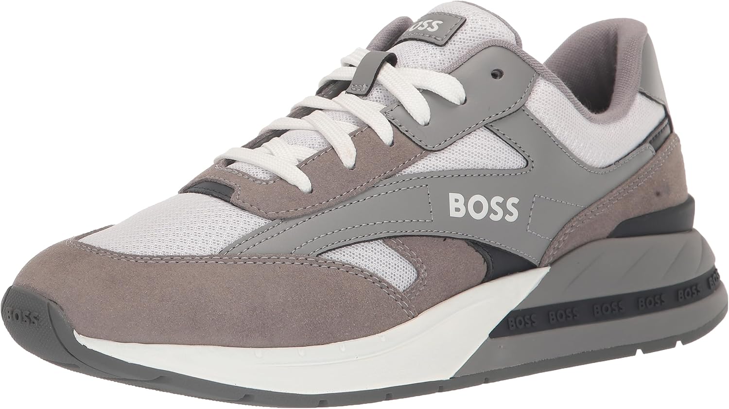 

Кроссовки мужские кожаные низкопрофильные в стиле бега BOSS, High Rise Grey