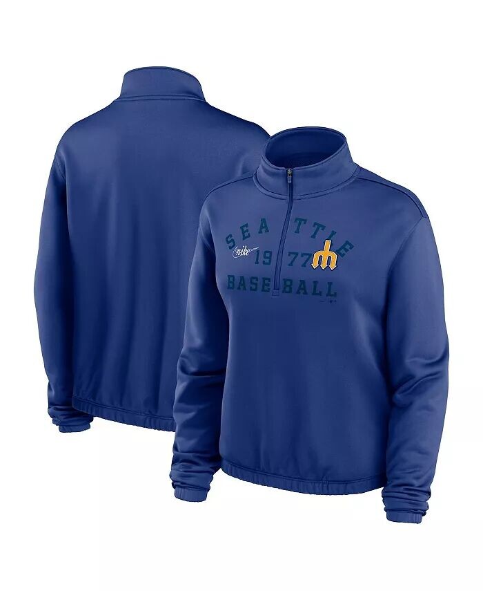 

Женский свитшот с молнией до половины длины Royal Seattle Mariners Rewind Splice Nike