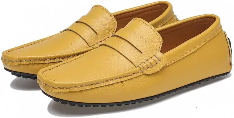Лоферы мужские, кожаные, Penny Driving Loafer, желтый SayfuR — фото 3