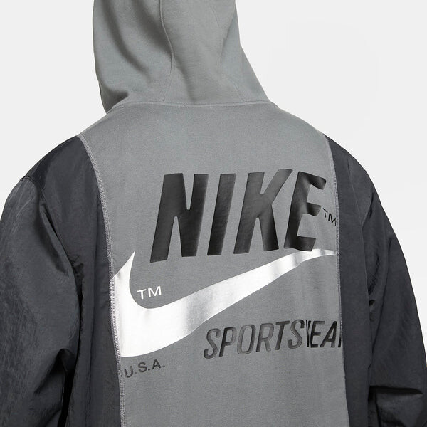Куртка Nike Sportswear Hoodie 'Grey Black', серый — фото 3