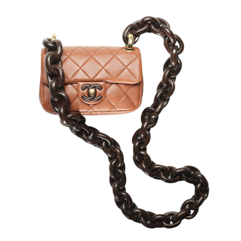 

CHANEL Кожаная мини-сумка через плечо светло-коричневая