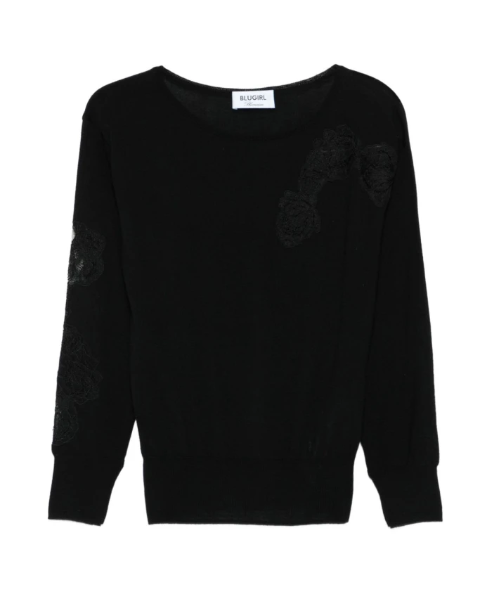 

Rf5232Ma82O22222 вязаный свитер с круглым вырезом Blugirl, черный