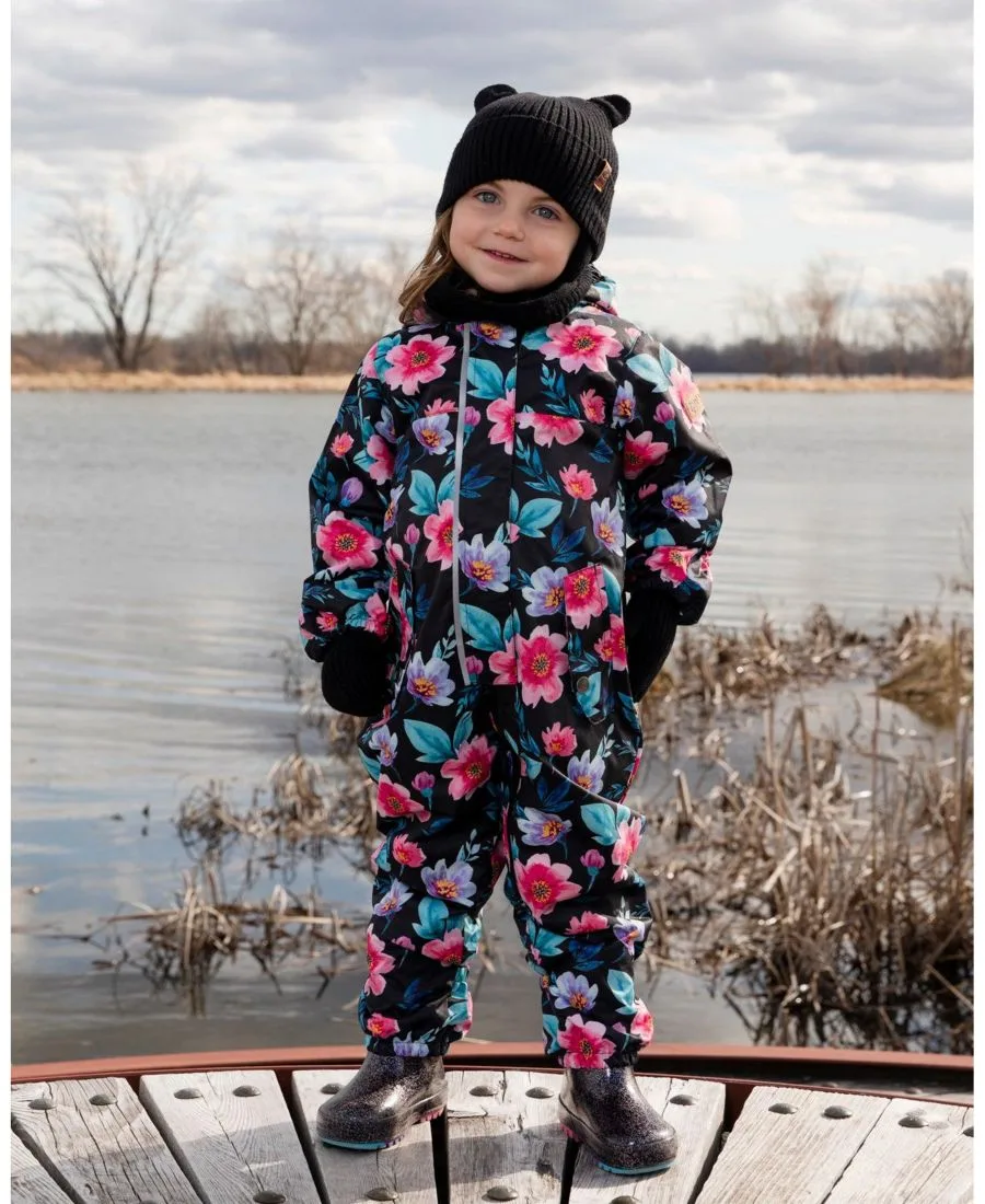 Комбинезон-верхняя одежда для девочек на межсезонье Deux par Deux, черный floral print — фото 3
