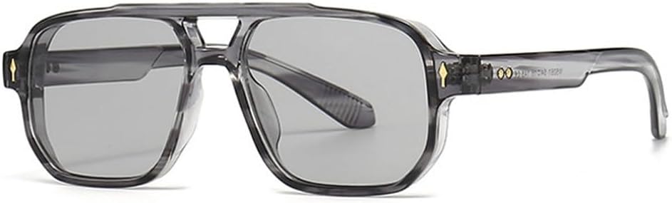 

Солнцезащитные очки в стиле ретро с двойной перемычкой для женщин, градиентные линзы, защита от УФ-излучения UV400, модные заклепки для мужчин HVTVTLA, Grey Stripe Gray