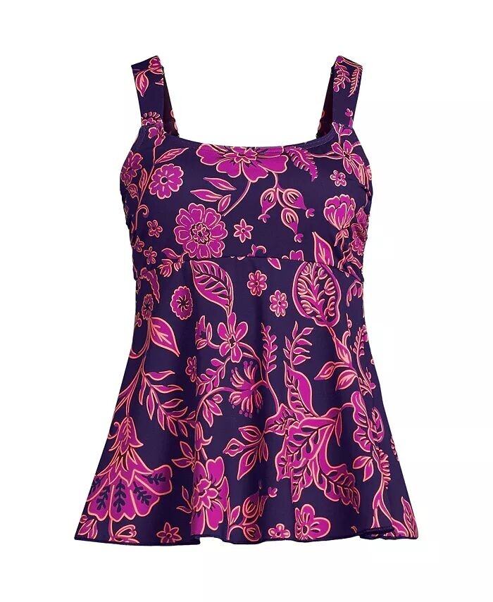 

Женский топ танкини с флаттером и принтом мастэктомии Lands' End, фиолетовый