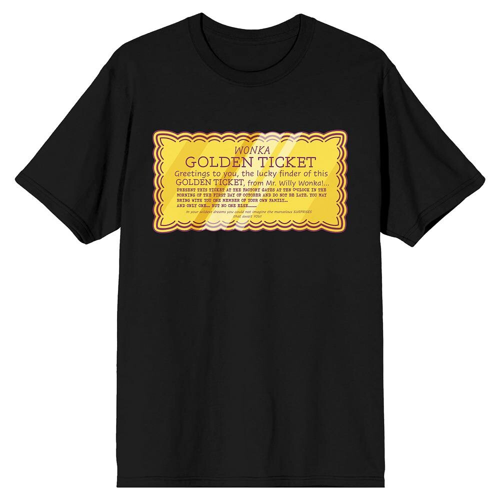 

Мужская футболка Willy Wonka Golden Ticket Licensed Character, черный