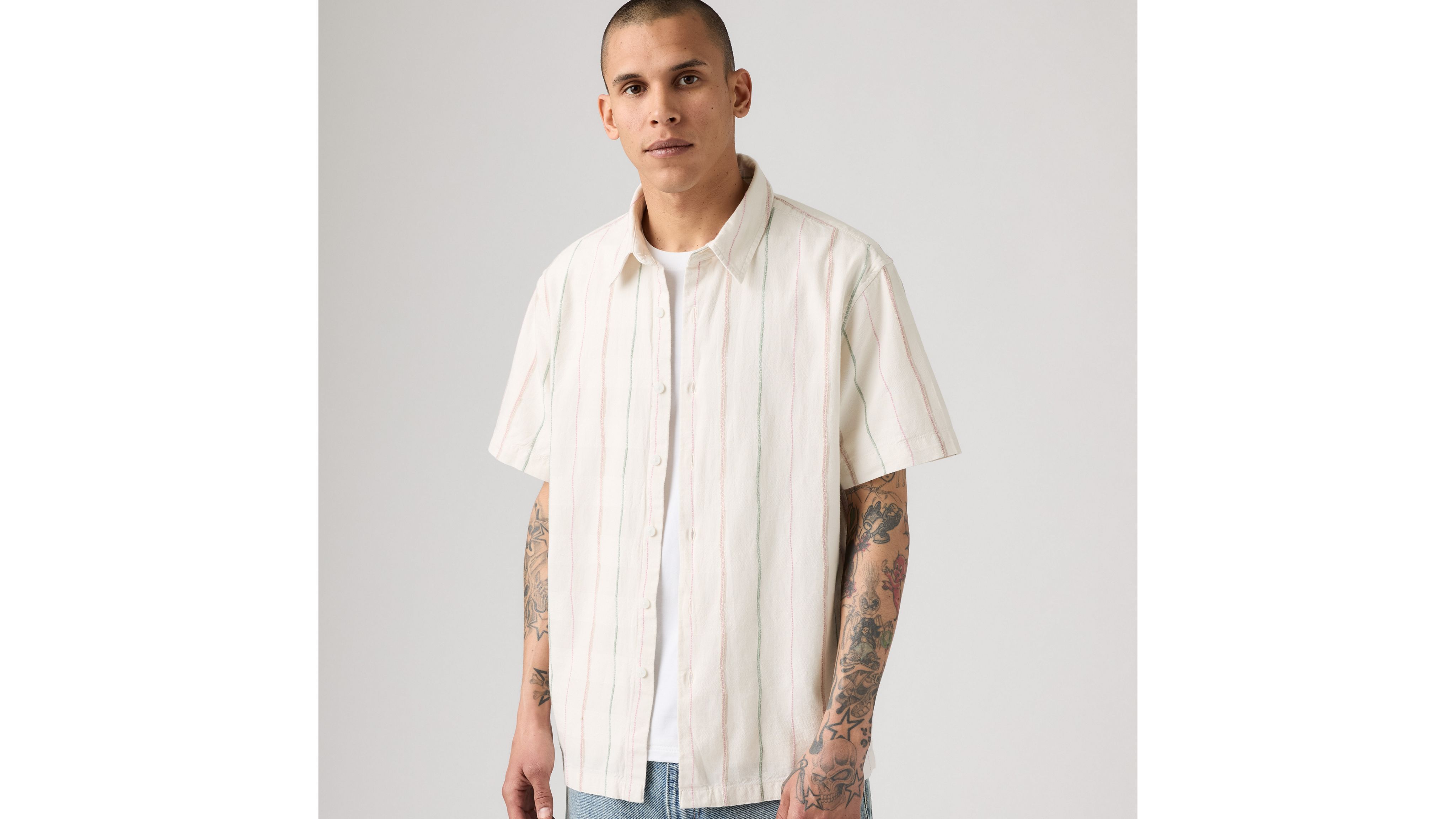 

Рубашка свободного кроя с короткими рукавами Luru Levi's, David Dobby Stripe Egret - Multi-Color