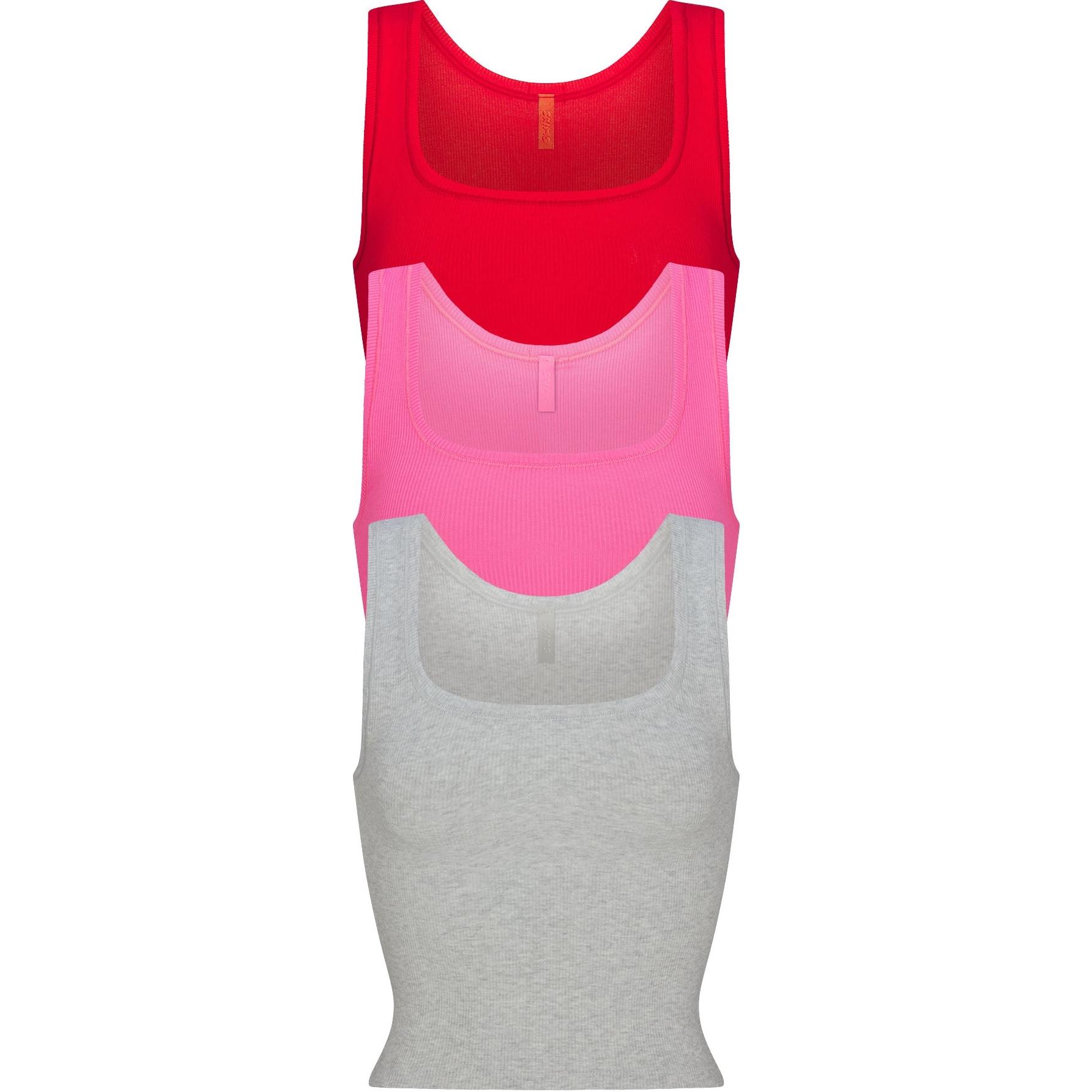 

Skims Хлопковый риб майка 3 шт майка женская 3 шт sugar pink multi/sugar pink multicolor