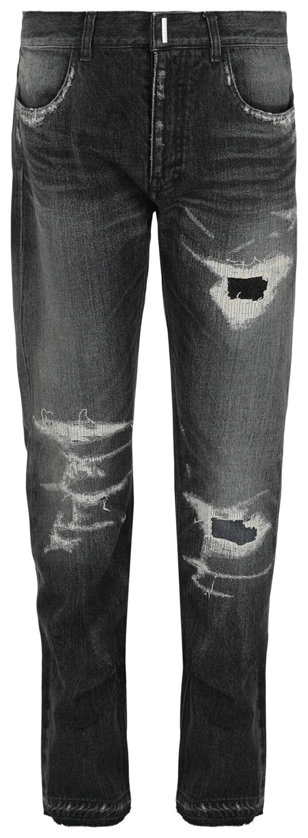 

Джинсы Givenchy прямого кроя с потертостями, черные