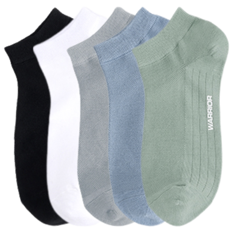 

Унисекс носки до щиколотки, набор из 5 пар WARRIOR, 5-pack ankle socks[черный, белый, серый, синий, зеленый]