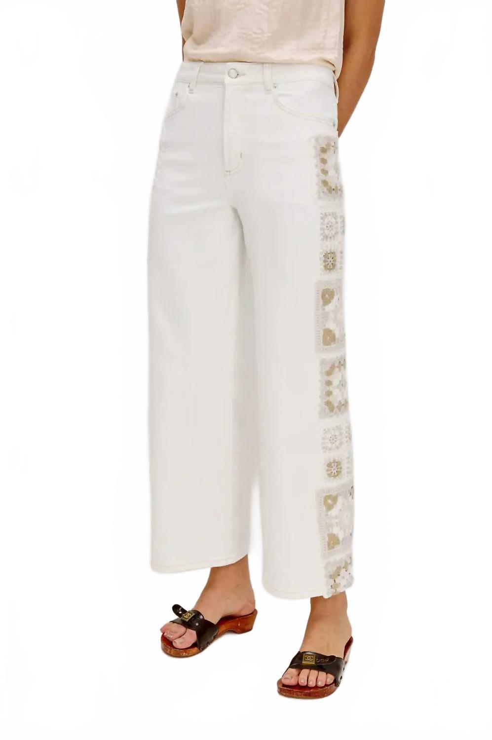 

Джинсы Getty Crop с широкими штанинами в винтажном цвете экрю и кружевной отделкой Rails, Vintage Ecru Crochet