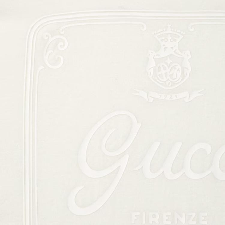 Мягкая хлопковая трикотажная футболка с принтом Gucci, айвори — фото 3