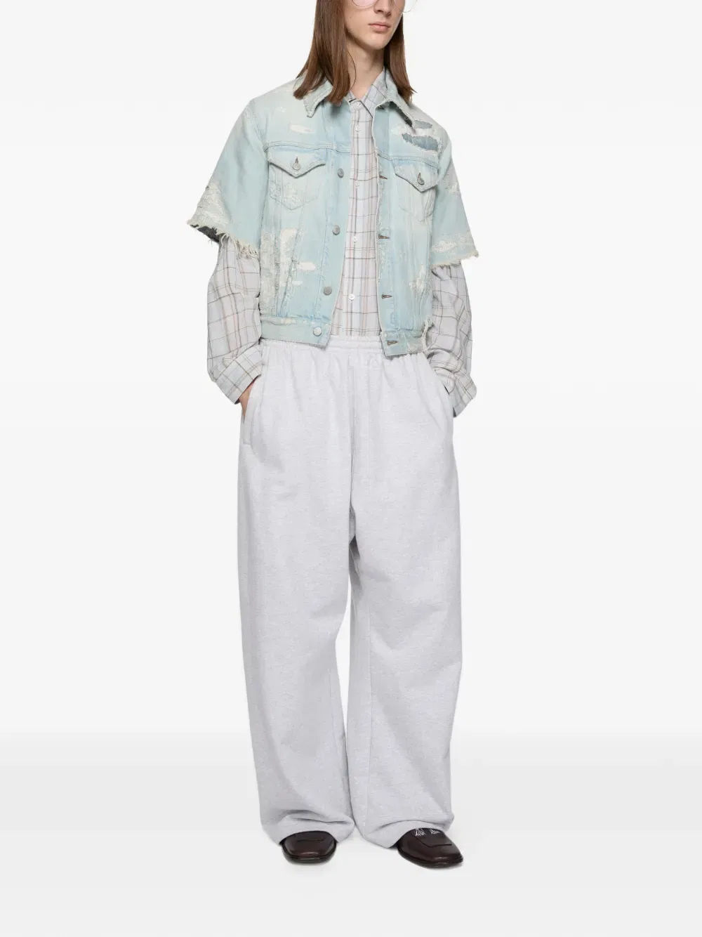 Джинсовая куртка с эффектом потертости Acne Studios, синий — фото 2