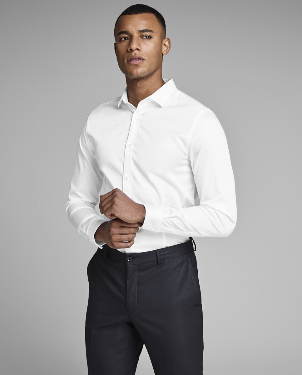 

Тонкая бело-синяя мужская рубашка Jack & Jones, белый