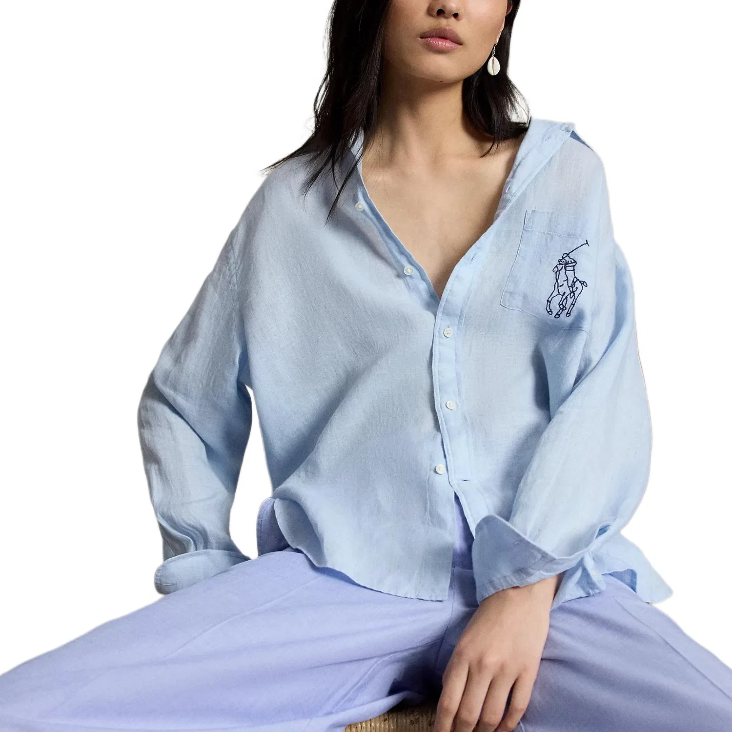 Рубашка Big Pony свободного кроя Polo Ralph Lauren холодная весна — фото 4